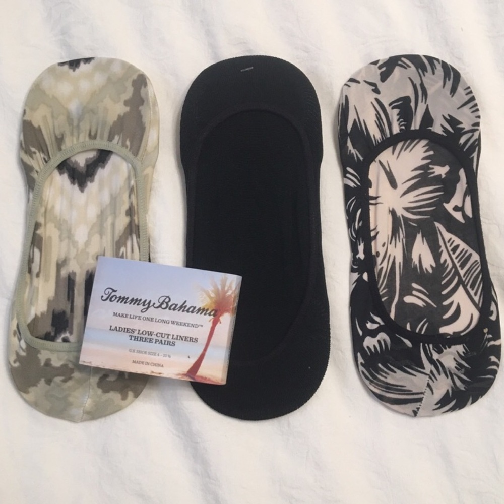 NWT 3 pairs Tommy Bahama sock footsie footie low-cut liners sock footlets